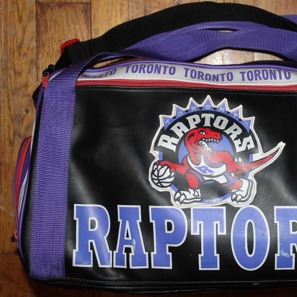 Vintage 1994 Toronto Raptors Leather Duffle Bag